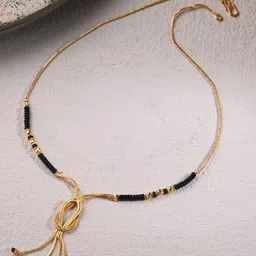 AanyaCentric Gold-Plated American Diamond Studded & Beads Beaded Mangalsutra-46