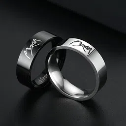 Yellow Chimes Set Of 2 Rhodium-Plated Couple Finger Rings-60