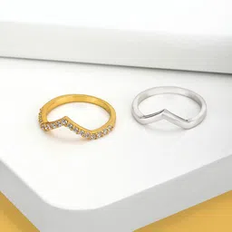 Carlton London Women Set of 2 Gold-Plated Handcrafted Finger Rings-20