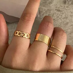 Jewels Galaxy Set Of 3 Gold-Plated Stackable Finger Rings-19