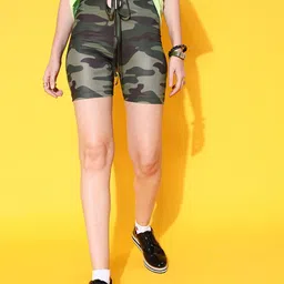 STREET 9 Women Lovely Olive Camouflage Shorts-image-50