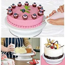 Unique Impex cake making set combo - Cake Turntable + Cake Smoother + 8-Pc Black Measuring Cups + Silicone Spatula and Brush Set + 4 Pcs Set Scraper + 12 Piece Cake Decorating Nozzle Set + 3 Pcs Multi-Function Stainless Steel Cake Icing Spatula Knife (All Product Reusable & Washable) image 3