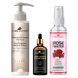 Park Daniel 3Pcs SPF 50++ Sunscreen 100ml with Hair Growth Serum 30ml & Rose Water 100ml-45