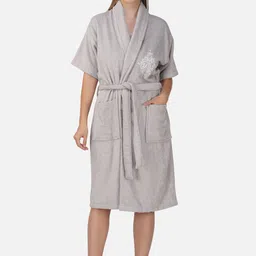 RANGOLI Women Cotton Bath Robe With Matching Slippers-image-96