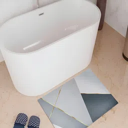 Kuber Industries Grey Printed Anti-Skid Bath Rug-43