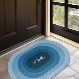 Kuber Industries Blue Printed Anti-Skid Bath Rug-34