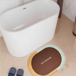 Kuber Industries Brown Printed Anti Skid Bath Rug-52
