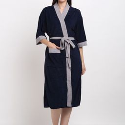 Creeva Everyday Collection Shawl Collar Terry Bath Robe With Front Pocket-47