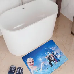 Kuber Industries Blue Printed Anti-Skid Bath Rug-28