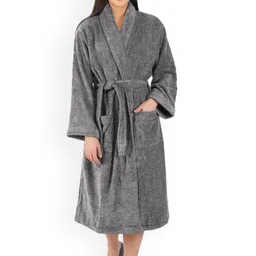 RANGOLI Pure Cotton Bath Robe With Slippers-49