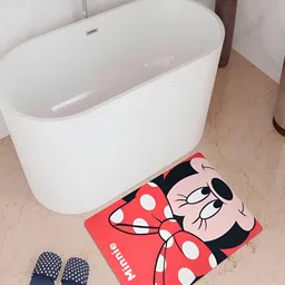 Kuber Industries Red Printed Anti-Skid Bath Rug-19