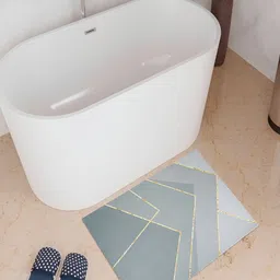 Kuber Industries Grey Abstract Printed Anti-Skid Bath Rug-60