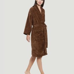 MYTRIDENT Women Brown  Cotton Bath Robe With 2 Front Pockets-36