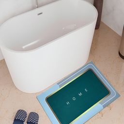Kuber Industries Blue Printed Anti-Skid Bath Rug-image-84