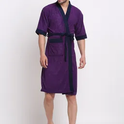 Creeva Everyday Collection Shawl Collar Terry Bath Robe With Front Pocket-49