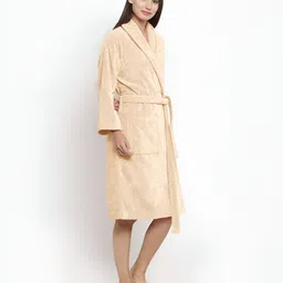 MYTRIDENT Brown Shawl Collar Pure Cotton Bath Robe-16