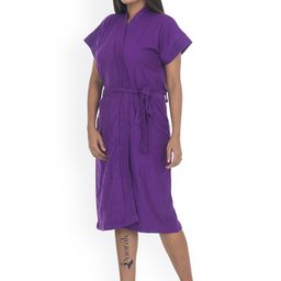 POORAK Women Purple Solid Cotton Bath Robe-image-76