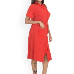 POORAK Women Red Solid Bath Robe-image-88
