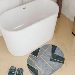 Kuber Industries Grey Abstract Printed Anti-Skid Bath Rug-62