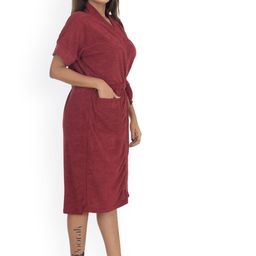 POORAK Women Maroon Solid Bath Robe-picture-16
