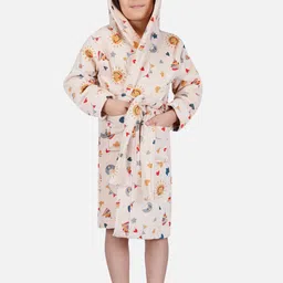 RANGOLI Kids Beige Printed Cotton Bath Robe-picture-39