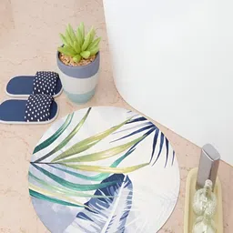 Kuber Industries Green & White Printed Anti-Skid Bath Rug-image-42