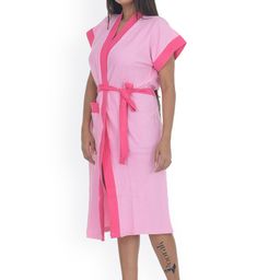 POORAK Women Pink Solid Soft Terry Cotton Bath Robe-image-118