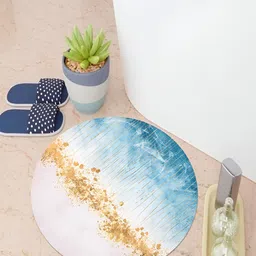 Kuber Industries Blue Printed Anti-Skid Bath Rug-19