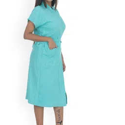 POORAK Light Blue Solid Terry Cotton Bath Robe-picture-43