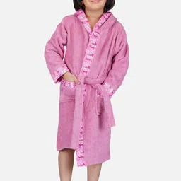 RANGOLI Kids Purple Solid 600 GSM Organic Cotton Bath Robe-picture-14