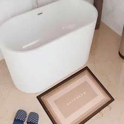 Kuber Industries Brown Rectangular Anti Skid Bath Rug-51