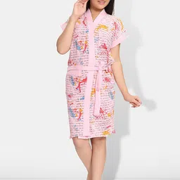 Be You Kids Printed Terry Cotton Water Absorbent Bath Robe With Belt-picture-18