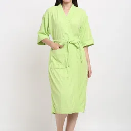 Creeva Everyday Collection Shawl Collar Knee Length Terry Bath Robe With Front Pocket-image-29