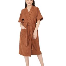 RANGOLI Brown 400 GSM Cotton Bath Robe-image-29