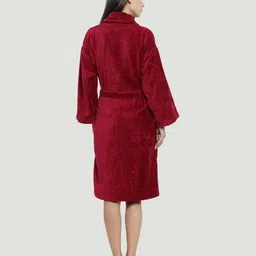 MYTRIDENT Unisex Raspberry Red Pure Cotton Soft Comfort Bath Robe image 5