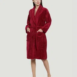 MYTRIDENT Unisex Raspberry Red Pure Cotton Soft Comfort Bath Robe image 4