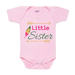 KNITROOT Rakhi Collection Infant Girls Pink & Green Typography Print Cotton Bodysuit-picture-7