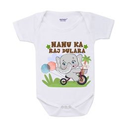 KNITROOT Infant Kids White & Green Printed Cotton Bodysuit-image-97