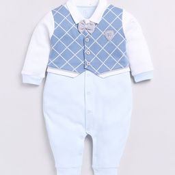 BABY GO Infants Boys Checked Pure Cotton Rompers-image-50