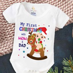 Babywish Infants Kids Christmas Printed Envelop Neck Cotton Bodysuit-image-82