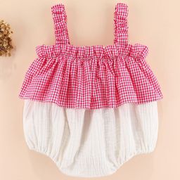 StyleCast Girls Shoulder Straps Checked Rompers-image-12