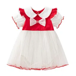 StyleCast White Infants Girls Colourblocked Gathered Cotton Bodysuit-image-5