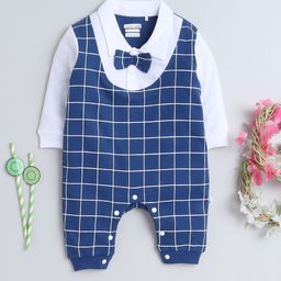BUMZEE Infant Boys Checked Cotton Rompers-17