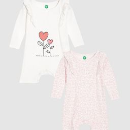 YK Organic Infant Girls Pack Of 2 Printed Pure Organic Cotton Rompers-image-98