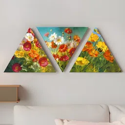 Art Street Green & Red 3 Piece Canvas Floral and Botanical Wall Paintings-image-70