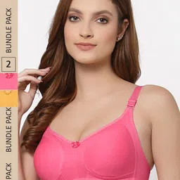 Floret Pack Of 2 High Support Non Padded Back Closure Seamless Bra-picture-11