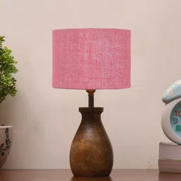 Devansh Jute Table Lamp With Wooden Natural Base-43