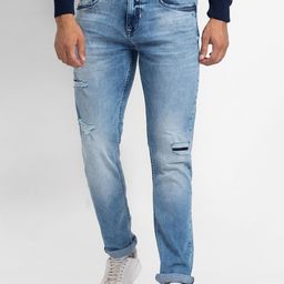 SPYKAR Men Blue Mildly Distressed Heavy Fade Jeans-image-83