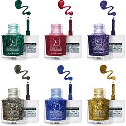 FORFOR Set of 6 Long Lasting Quick Dry Glitter Nail Polish - 5 ml each-9