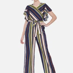 ALL WAYS YO Striped Culottes Jumpsuit with Ruffles-image-23